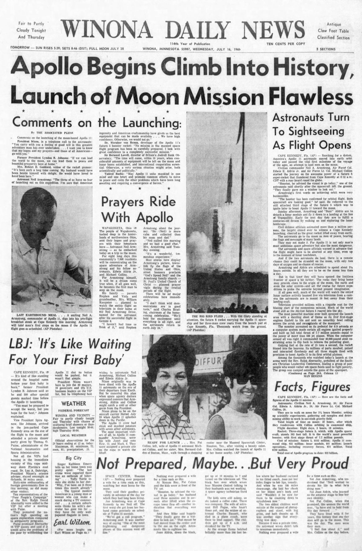 "Apollo begins climb into history, launch of Moon mission flawless"